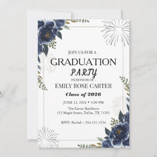 Invitation Fête de remise des diplômes élégante avec ornement