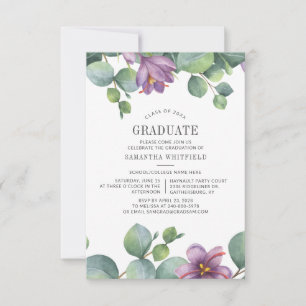 Invitation Fête de remise des diplômes Eucalyptus Aquarelle 2