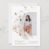 Invitation Fête de remise des diplômes Florale Aquarelle Beig (Devant)