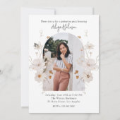 Invitation Fête de remise des diplômes Florale Aquarelle Beig (Dos)