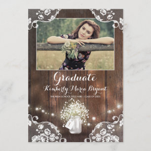 Invitation Fête de remise des diplômes florale rustique de