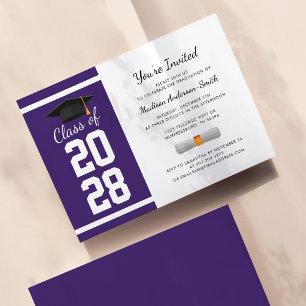 Invitation Fête de remise des diplômes Moderne Violet Blanc D