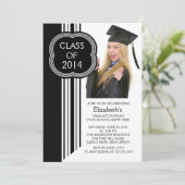 Invitation Fête de remise des diplômes noire blanche moderne (Debout devant)