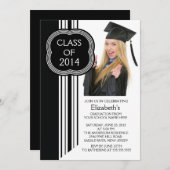 Invitation Fête de remise des diplômes noire blanche moderne (Devant / Derrière)