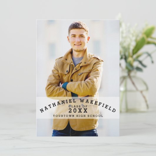 Invitation Fête de remise des diplômes noire de photo des (Debout devant)