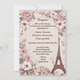 Invitation Fête de Remise des Diplômes Paris Pastel Vintage T