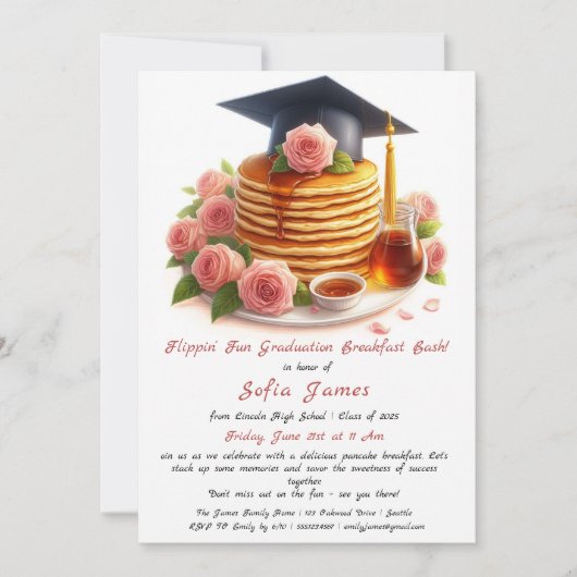 Invitation Fête de remise des diplômes : petit-déjeuner fun ! (Devant)