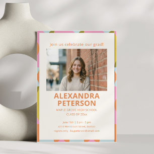 Invitation Fête de remise des diplômes photo colorée rétro fu