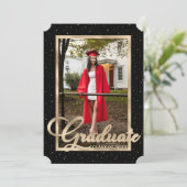 Invitation Fête de remise des diplômes Photo Étoile Or Noir (Debout devant)