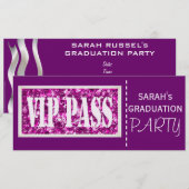 Invitation Fête de remise des diplômes pourpre d'étincelle (Devant / Derrière)