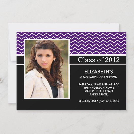 Invitation Fête de remise des diplômes pourpre moderne de (Devant)