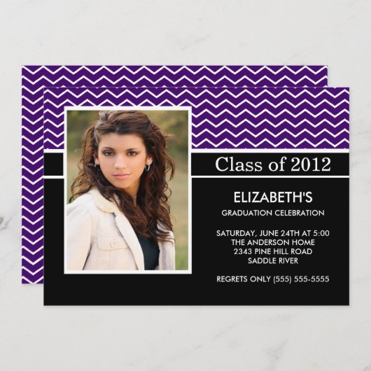 Invitation Fête de remise des diplômes pourpre moderne de (Devant / Derrière)