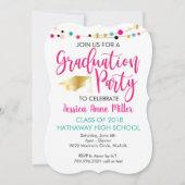 Invitation Fête de remise des diplômes rose d'or de lumières (Devant)