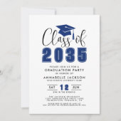 Invitation Fête de Remise des Diplômes Simple Bleu (Devant)