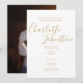 Invitation Fête de remise des diplômes Simple Élégant Script (Devant / Derrière)