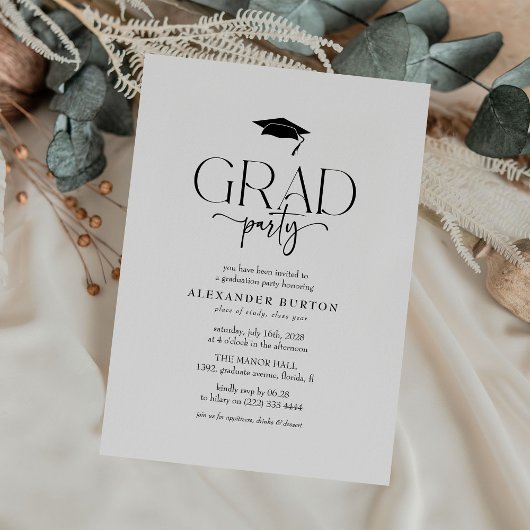 Invitation Fête de remise des diplômes Simple GRAD