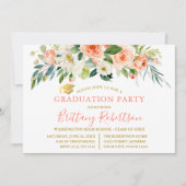 Invitation Fête de remise des diplômes thème floral blanc cor (Devant)