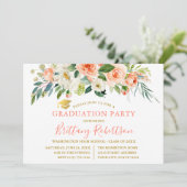 Invitation Fête de remise des diplômes thème floral blanc cor (Debout devant)