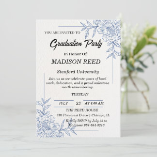Invitation Fête de remise des diplômes traditionnelle avec fl