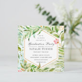 Invitation Fête de remise des diplômes verte florale de (Debout devant)