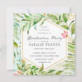 Invitation Fête de remise des diplômes verte florale de (Devant)