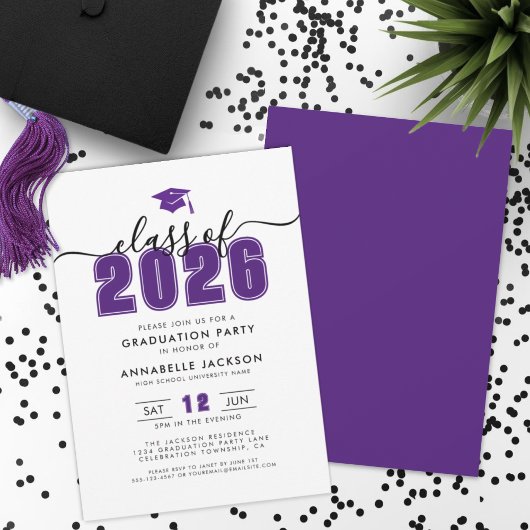 Invitation Fête de remise des diplômes violette