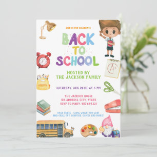 Invitation Fête de rentrée scolaire aquarelle colorée