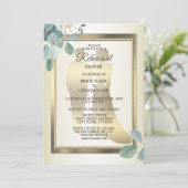 Invitation Fête de Répétition de Mariage Fleurs Feuilles Vert (Debout devant)