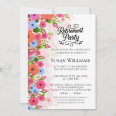 Invitation Fête de retraite à l'aquarelle florale (Devant)