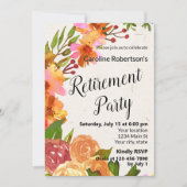 Invitation Fête de retraite à l'aquarelle florale (Devant)