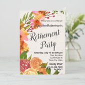Invitation Fête de retraite à l'aquarelle florale (Debout devant)