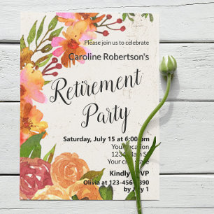 Invitation Fête de retraite à l'aquarelle florale