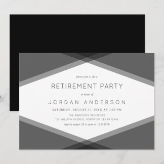Invitation Fête de retraite à motif géométrique superposé gri