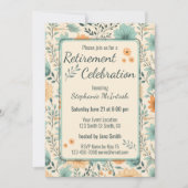 Invitation Fête de retraite à thème Fleurs Rétro (Devant)