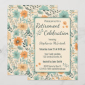 Invitation Fête de retraite à thème Fleurs Rétro (Devant / Derrière)