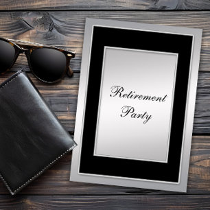 Invitation Fête de retraite argent noir pour hommes