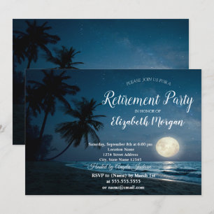 Invitation Fête de retraite au coucher du soleil sur les palm