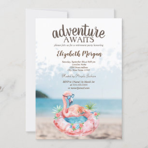 Invitation Fête de retraite aux flamants roses de plage