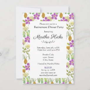 Invitation Fête de retraite aux fleurs aquarelles