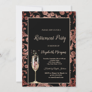 Invitation Fête de retraite avec des tourbillons de verre de