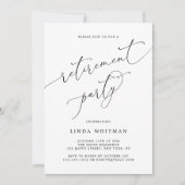 Invitation Fête de retraite avec écriture calligraphique élég (Devant)