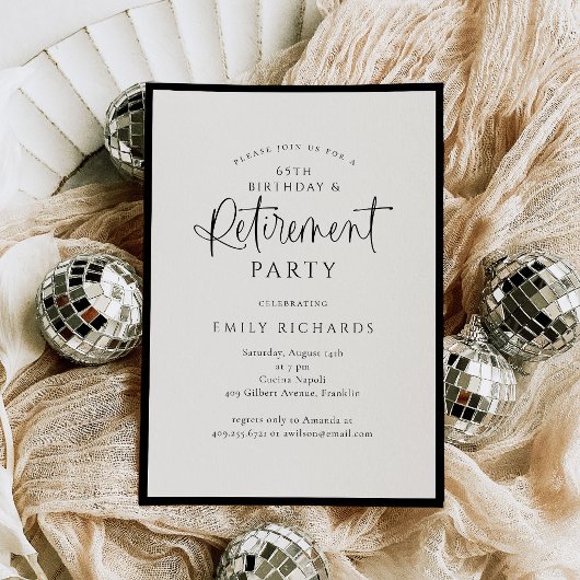 Invitation Fête de retraite avec écriture calligraphique simp