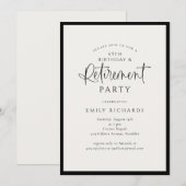 Invitation Fête de retraite avec écriture calligraphique simp (Devant / Derrière)
