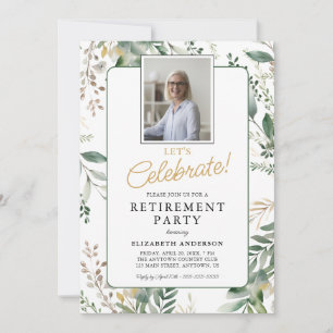 Invitation Fête de retraite avec photo de verdure élégante