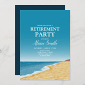 Invitation Fête de retraite avec plage, mer et ciel bleu (Devant / Derrière)