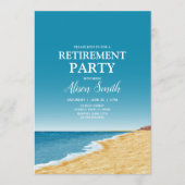 Invitation Fête de retraite avec plage, mer et ciel bleu (Devant)