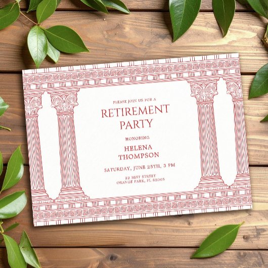 Invitation Fête de retraite avec Temple Rose