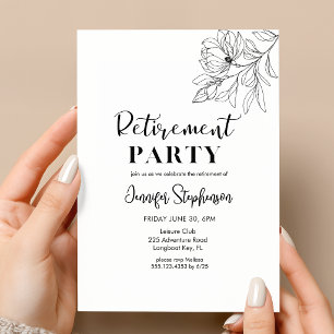 Invitation Fête de retraite avec typographie florale élégante
