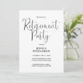 Invitation Fête de retraite avec un script élégant noir et bl (Debout devant)