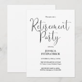 Invitation Fête de retraite avec un script élégant noir et bl (Devant / Derrière)